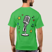ヴィンテージ マイクロフォン 音符 レトロな歌唱デザイン Tシャツ (裏面)