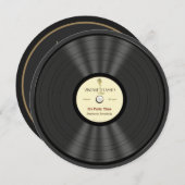 ヴィンテージ マイク ビニール レコード パーティー 招待状 (正面/裏面)