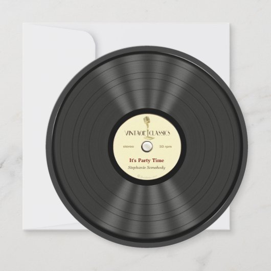 ヴィンテージ マイク ビニール レコード パーティー 招待状 (正面)