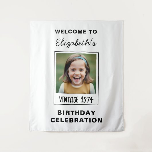 ヴィンテージ マイルストーン バースデー フォト ケープセーブ タペストリー (正面)