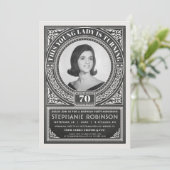 ヴィンテージ マイルストーン 誕生日 招待状 あなたの写真 (スタンド正面)