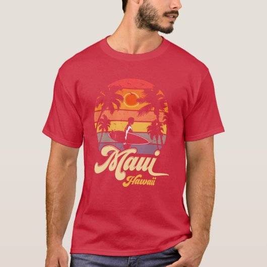 ヴィンテージ マウイ ハワイ ハワイアン ビーチ サーフィン 70年代 ス Tシャツ (正面)
