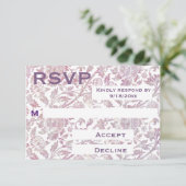 ヴィンテージ・マウブの花柄レスポンスカード 出欠カード (スタンド正面)