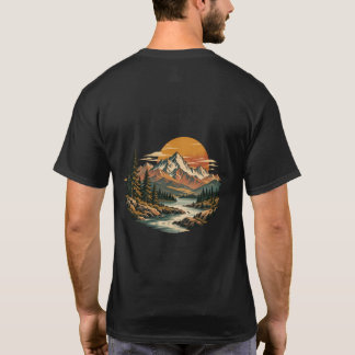 ヴィンテージ マウンテンサンセット リバー バックプリント Tシャツ