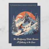 ヴィンテージ マウンテン パイン スキー 日落 家族の再会 招待状 (正面/裏面)