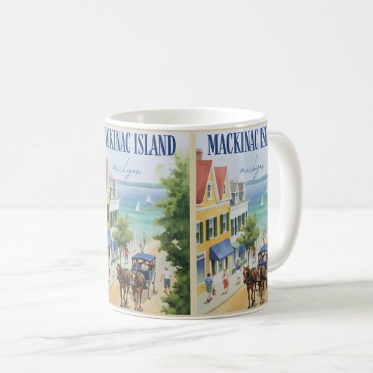 ヴィンテージ・マキナック島ミシガン州花ギフト コーヒーマグカップ (正面右)