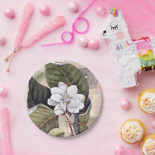 ヴィンテージ マグノリア サザン ガーデン バースデー パーティー ペーパープレート (パーティー)