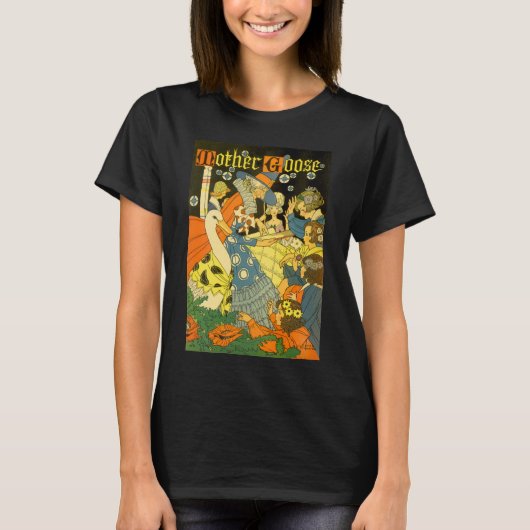 ヴィンテージ・マザーグースが子供たちに本を読む Tシャツ (正面)
