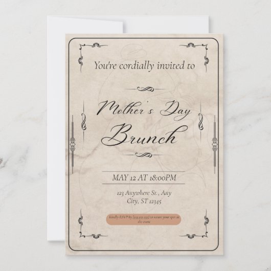 ヴィンテージ マザーズデー、お母さんを祝う、特別な日 招待状 (正面)