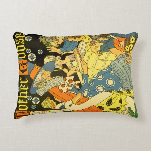 ヴィンテージ・マザー・グースの絵本を読む子供たち アクセントクッション (正面)