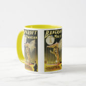 ヴィンテージ・マジック・ポスター、魔術師バンクロフトとライオン マグカップ (正面左)