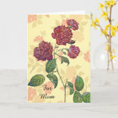 ヴィンテージ・マゼンタのバラの母の日カード カード (黄色い花)