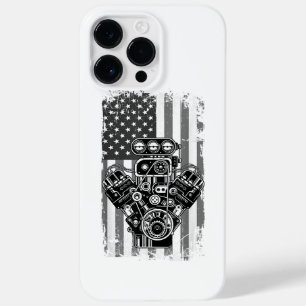 ヴィンテージ マッスルカー ピストン アメリカ国旗 おもしろ メカニック Case-Mate iPhone 14 PRO MAXケース