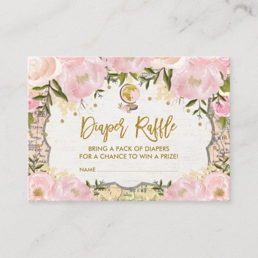 ヴィンテージ マップ おむつくじ トラベル アドベンチャー ベイビー エンクロージャーカード (正面)