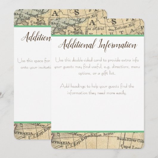 ヴィンテージ マップ 追加情報カード 招待状 (正面/裏面)
