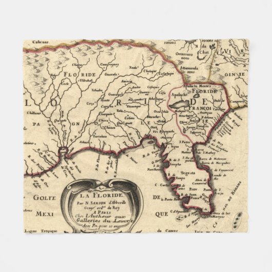 ヴィンテージ·マップ(1657) フリースブランケット (正面(横))