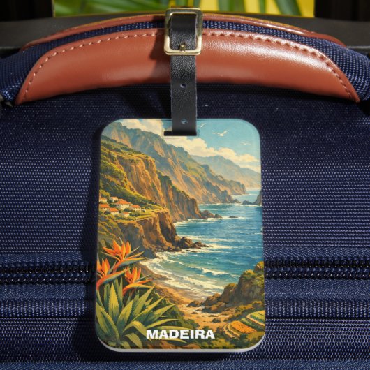 ヴィンテージ マデイラ ポルトガル 海岸の崖 旅行 ラゲッジタグ (正面インサイチュ2)
