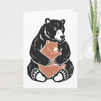 ヴィンテージ ママグリズリーと子グマのハグ Distressed Art シーズンカード