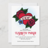 ヴィンテージ ママ タトゥー ベイビー シャワー 招待状 (正面)