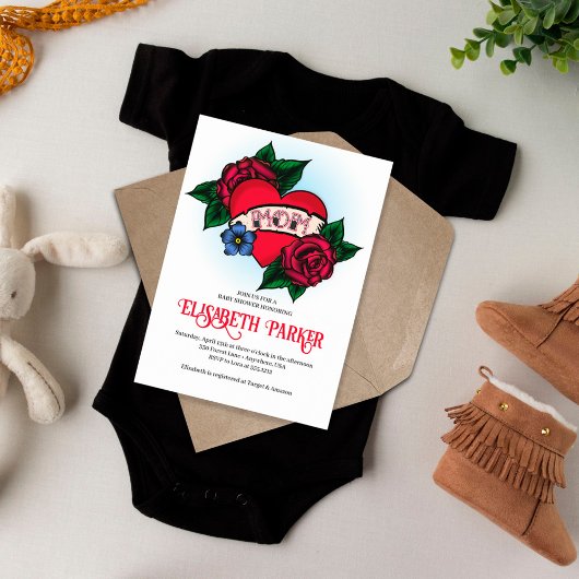 ヴィンテージ ママ タトゥー ベイビー シャワー 招待状