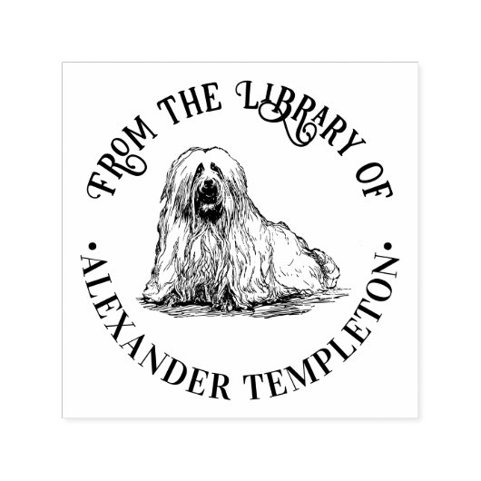 ヴィンテージ マルチーズ テリアー 絵画 図書館 書名 セルフインキングスタンプ (デザイン)
