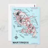 ヴィンテージ マルティニーク 島のポストカードマップ ポストカード (正面/裏面)