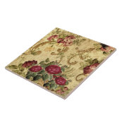 ヴィンテージ マルーンベース ゴールド タペストリー タイル (側面)