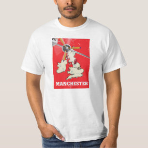 ヴィンテージ・マンチェスター旅行ポスター Tシャツ