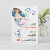 ヴィンテージ・マーティニ・ガール・バチェロレッテ・パーティー 招待状 (スタンド正面)