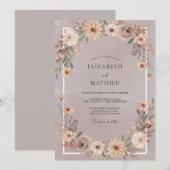 ヴィンテージ マーブル シャンパン リース 結婚式 招待状 (正面/裏面)