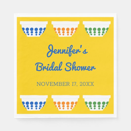 ヴィンテージ ミキシング ボウル カスタム ブライダル シャワー スタンダードランチョンナプキン (正面)