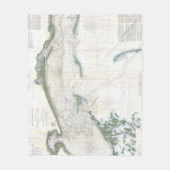 ヴィンテージ・ミシシッピ湾の地図（1866年） フリースブランケット (正面)