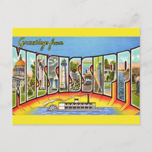 ヴィンテージ ミシシッピ 挨拶 ポストカード (正面)