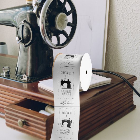ヴィンテージ ミシン Handcraft With Love ラベル サテンリボン