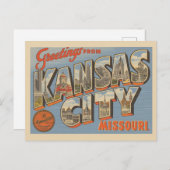 ヴィンテージ「ミズーリ州カンザスシティーからの挨拶」 ポストカード (正面/裏面)