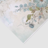 ヴィンテージ ミックスメディア ブルー、ピンク、ホワイト フラワー 薄葉紙 (詳細)