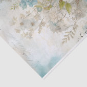 ヴィンテージ ミックスメディア ブルー、ピンク、ホワイト フラワー 薄葉紙 (詳細)