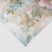 ヴィンテージ ミックスメディア ブルー、ピンク、ホワイト フラワー 薄葉紙 (詳細)