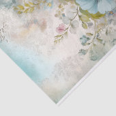 ヴィンテージ ミックスメディア ブルー、ピンク、ホワイト フラワー 薄葉紙 (詳細)