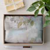 ヴィンテージ ミックスメディア ブルー、ピンク、ホワイト フラワー 薄葉紙 (ギフト)