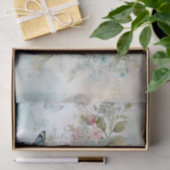 ヴィンテージ ミックスメディア ブルー、ピンク、ホワイト フラワー 薄葉紙 (ギフト)