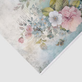 ヴィンテージ ミックスメディア ブルー、ピンク、ホワイト フラワー 薄葉紙 (詳細)