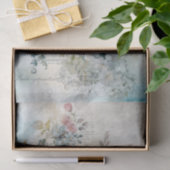 ヴィンテージ ミックスメディア ブルー、ピンク、ホワイト フラワー 薄葉紙 (ギフト)