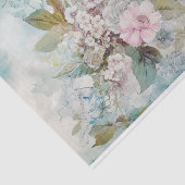 ヴィンテージ ミックスメディア ブルー、ピンク、ホワイト フラワー 薄葉紙 (詳細)