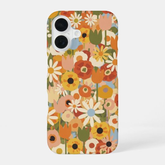 ヴィンテージ ミックス フラワー コンポジション iPhone 16ケース (裏面)