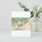 ヴィンテージ ミッドセンチュリー 美しい赤ちゃん子犬 ねこ ポストカード (スタンド正面)