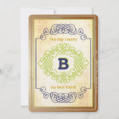 ヴィンテージ ミディアム エイジ オールド ハリウッド ネイビー カッパー グリーン 招待状 (正面)