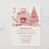 ヴィンテージ ミニマリスト クリスマス インテリア デコレーション 招待状 (正面/裏面)