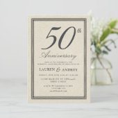 ヴィンテージ ミニマリスト 50回目 結婚記念日 招待状 (スタンド正面)