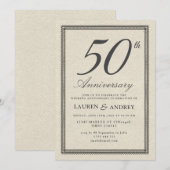 ヴィンテージ ミニマリスト 50回目 結婚記念日 招待状 (正面/裏面)